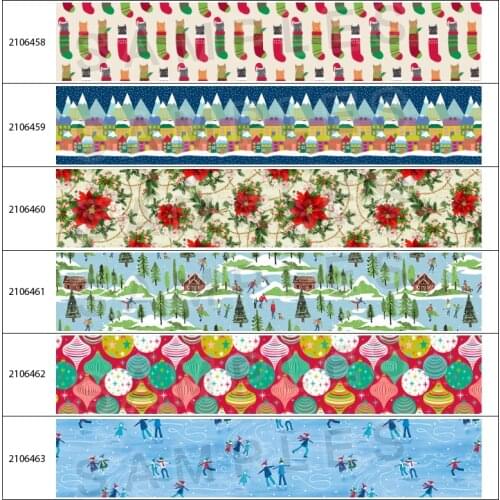 Happy Christmas Character Printed Grosgrain Ribbon 5Yards for Crafts DIY Hair Bows Birthday Party Decoration