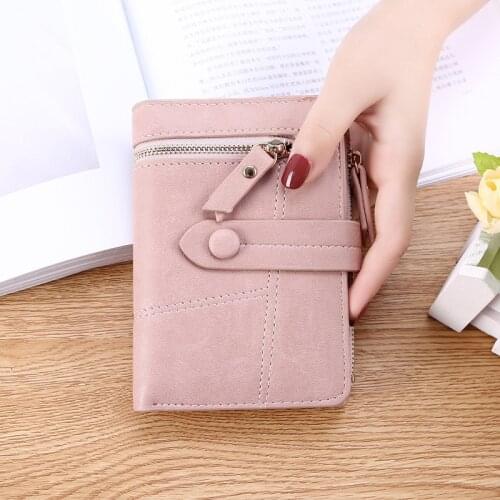 Korean Style Zipper Coin Purse PU Leather Women`s Wallet Female Short Clutch Lady Photo Money Clips Fashion Small Card Purse