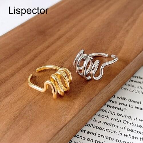 Lispector 925 Sterling Silver Spring Circle Spiral Rings for Women Simple Creative Thick Rings Rock Punk Statement Jewelry Gifts