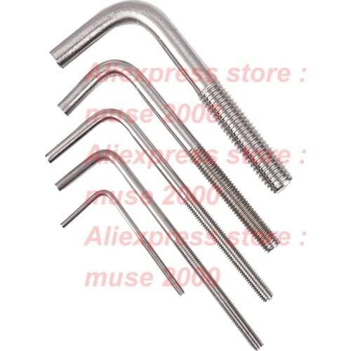M3 m4 m5 m6 m8 m10 m12 m16 L type 7 shape steel bolt stainless 304 screw hooker hooking fastener hanger
