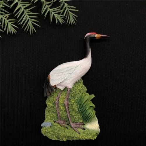 Magnet refrigerator magnet three-dimensional animal bird red-crowned crane refrigerator magnet resin decorative magnetic