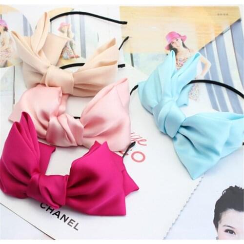 Fashion Hair Accessories For Women Solid Big Bow Hairbands Sweet Cute Style girls Headwear