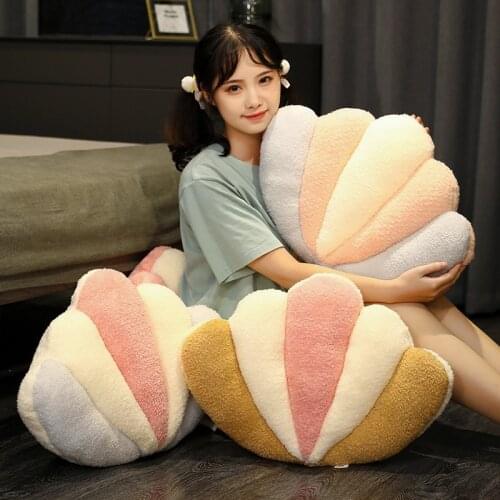 Ice Cream Soft Color Sea Scallop Shell Plush Pillow Stuffed Rainbow Shell Cushion for Girl Room Decor Fantastic Sofa Cushion