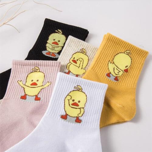 Cotton Socks Women Ladies Cartoon Animal Embroidery Series Cute Harajuku Crew Socks Zapatos De Mujer kawaii Funny Sock