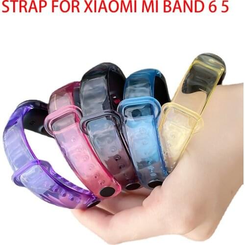 2021 New Light-changing Strap For Xiaomi Mi Band 6 5 Transparent Silicone Waterproof Smart Sports Bracelet For Miband 5 6