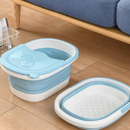 Plastic Foldable Bucket Folding Foot Wash Tub With Lid Handle Foot Bath Basin Sauna Soaking Massage Bucket Portable Bathtub