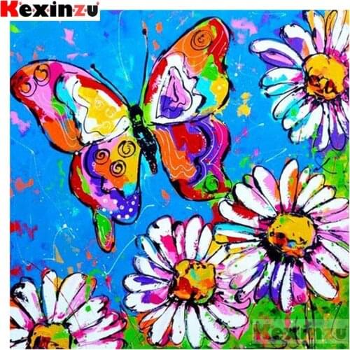 Full 5D DIY Square Diamond Painting"White flower butterfly"3D Embroidery Cross Stitch Rhinestone Mosaic Home Decor Gift Xy@6885