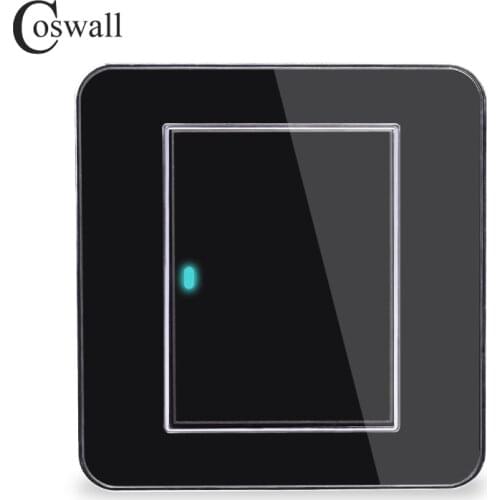 Manufacturer Coswall Brand 1 Gang 2 Way Random Click On / Off Wall Light Switch With LED Indicator Acrylic Crystal Panel