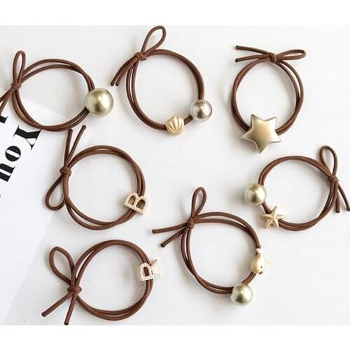 Fashion Letter R M B Hair Bands Star Whale Pearls Headbands Lucky Cat Pig Elastic Rubber Bands Hair Accessories For Women Girls