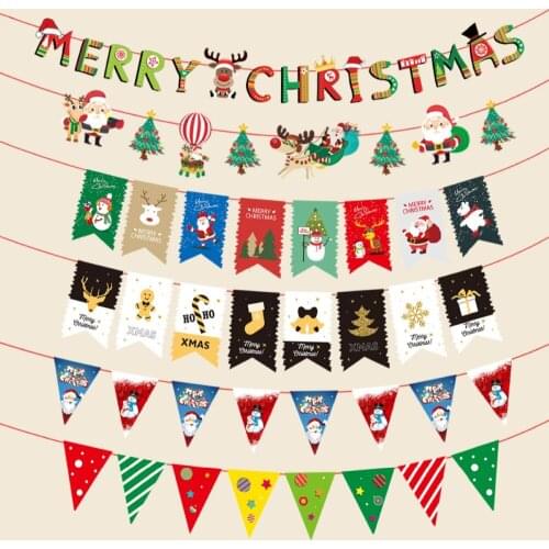 10lot Christmas decorations,Christmas colored flags,Ttriangular flags.Festival Party doors and windows decoration