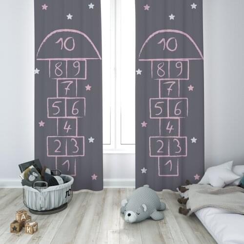Curtains Children 3D Printed Decorative Items Home Childrens Room Gray Rabbit Bear Panda Model 091