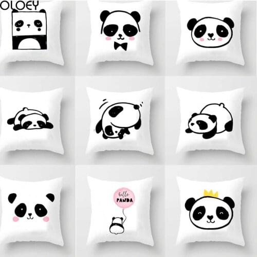 Cute Pink Black Panda Cushion Home Hotel Bedside Car Safety Seat Decoration Decoration Panda Cushion Cover Soft and Comfortable