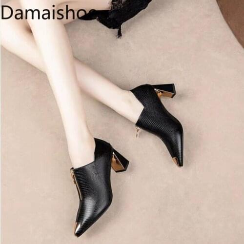 Deep Mouth Pumps Womens 2021 Spring and Autumn New Soft Leather Fairy Pointed High Heel Shoes Chunky Heel Womens Leather Shoes