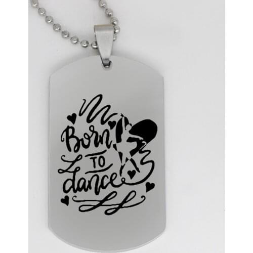 Ufine jewelry inspirational girl gift pendant army card born to dance stainless steel customed necklace N4305