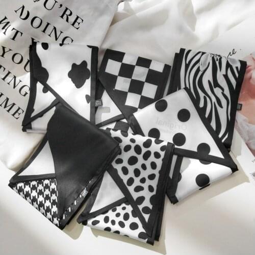 All-Matching Small Scarf All-Matching Black White Printed New Fashion Scarf Female Hair Band Decorative skinny scarf women