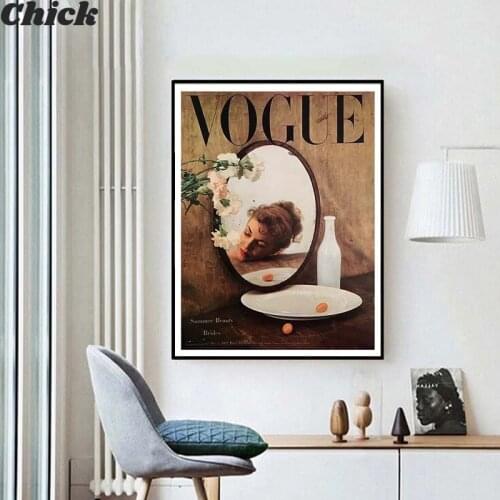 Vintage Fashion Girl In Mirror Canvas Painting Abstract Face Line Vogue Quote Wall Art Posters And Prints Minimalist Home Decor