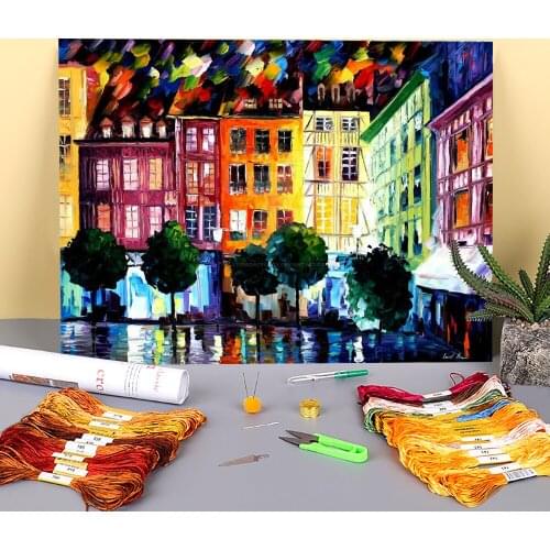 Rouen, France Printed 11CT Cross-Stitch Full Kit DIY Embroidery DMC Threads Painting Sewing Handiwork Craft For Adults Design