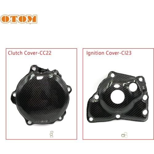 OTOM Motorcycle Carbon Fiber Magneto Clutch Engine Protective Cover Black For SUZUKI RMZ 250 2019 Dirt Pit Bike Accessories