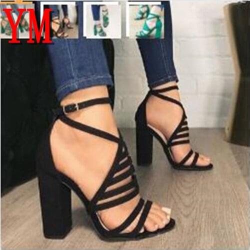 2020 sEXY Sandalias Mujer Women Sandals Gladiator High Heels Strap Pumps Cut Buckle Strap Shoes Fashion Summer Ladies Shoes 43