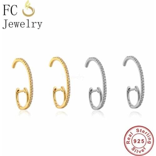 925 Sterling Silver Alphabet Letter G Shape Clips Piercing Hoop Earring For Women Girl Boucle D'oreilles Party Pendientes 2021