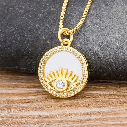 Latest Design Shell Pendant Necklace Cubic Zirconia Evil Eye Snake Geometric Gold Color Choker For Women Charm Jewelry Gift