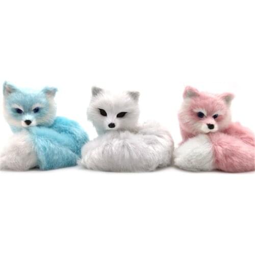 1Pcs Mini Small Simulation Fox Toy Squatting Fox Model Home Decoration Wedding Birthday Gift Stuffed Plush Toys