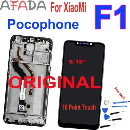 Original 6.18" LCD For XiaoMi Pocophone F1 poco F1 LCD Display Touch Screen Assembly for Pocophone F1 LCD With Frame 2246*1080