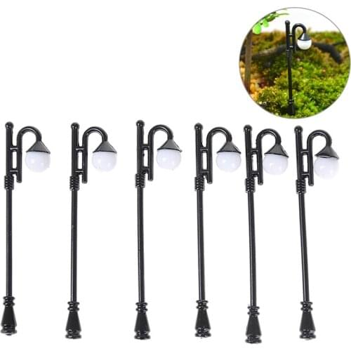 3Pcs/lot Modelmaking Hexagonal Single-head LED Lights Model Toys Metal Park Courtyard Lanterns Model Streets Lamp