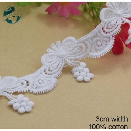 3yards 3cm white 100%cotton embroidery lace french lace ribbon fabric guipure diy trims warp knitting sewing Accessories#3262