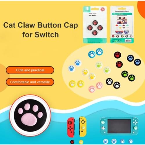 4pcs Thumb Grips for Nintendo Switch Controller Cute Cat Paw 3D Analog Stick Covers Silicone Thumbstick Caps 11 colors available
