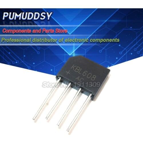 5PCS KBL608 KBL 608 ZIP bridge pile 6A 800V flat bridge rectifier new and IC