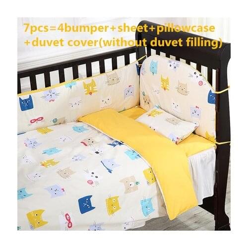 Promotion! 6/7PCS Unisex 100% cotton baby bedding crib set ,Duvet Cover,120*60 120*70 for baby cute pattern