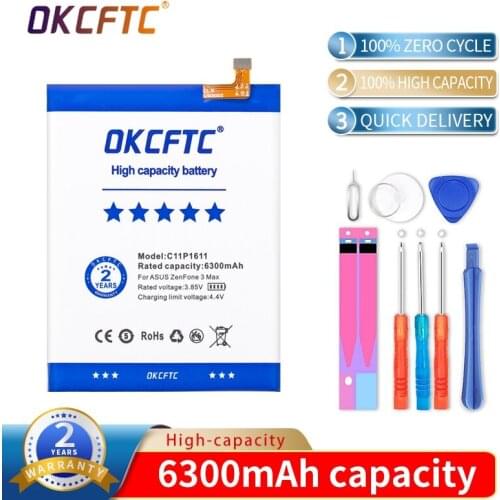 Original Battery For ASUS Zenfone 3 Max Z3 Max ZC520TL X008DB 3 X008 X008D Z01B High Capacity C11P1611 6300mAh+Tools