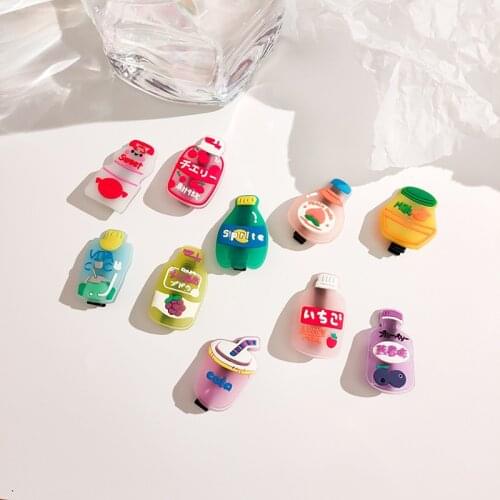 Girl Hir Clip Acrylic Colorful Cartoon Drinks Cola Milk Hair Pins Kids Hair Accessories