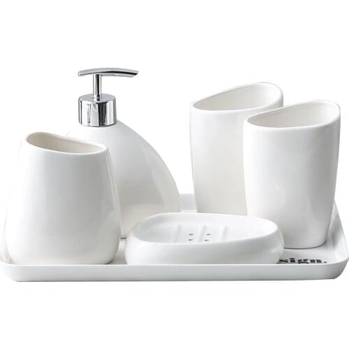 White ceramic bathroom equipment Hotel bathroom Toiletries mouthwash cup Bath bottle Bathroom toiletries kit