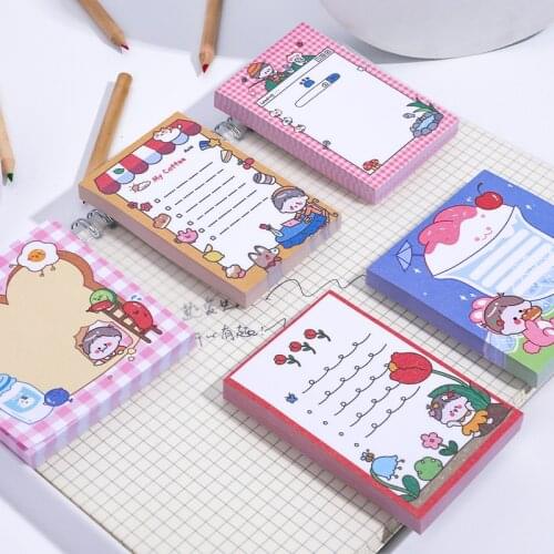 50 PCS Kawaii Cartoons ins Memo Pad Cute Stationery N Times Sticky Notes Portable Notepad School Office Supply Papeleria