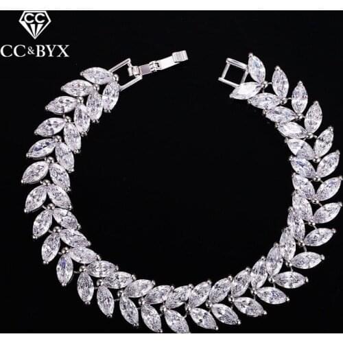 CC Bracelets For Women Luxury High Quality Leaf Design Female Bangle CZ Wedding Accessories Party Engagement Bride Jewelry S0044