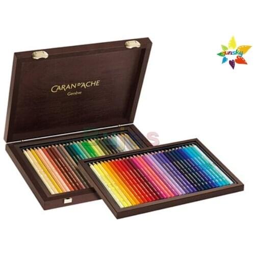 CARAN D'ACHE SUPRACOLOR series 80/120 color Water soluble color lead pencilWooden gift box for beginners and adult art supplies