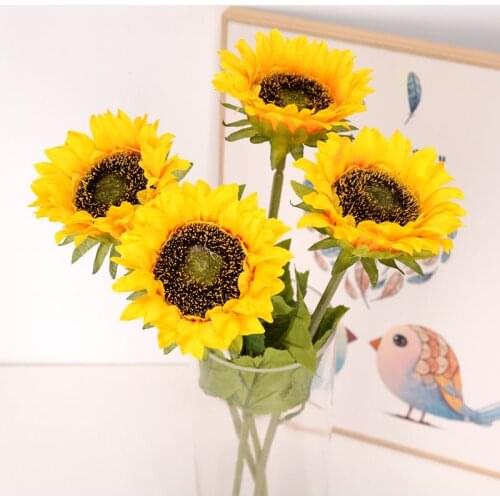 Cheap Artificial Silk Flowers Yellow Sunflower Home Decore Wedding Decoration Christmas Fake Flowers Fall Decore Free Shipping