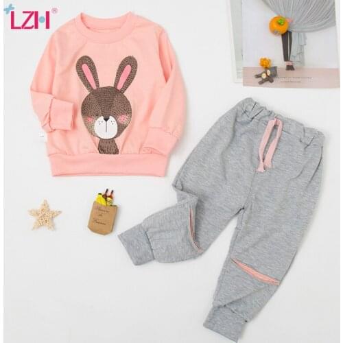 LZH Children Clothing 2020 New Autumn Winter Kids Baby Girls Clothes Casual Print Long Sleeved Tops+Trousers 2Pcs Outfit Sets
