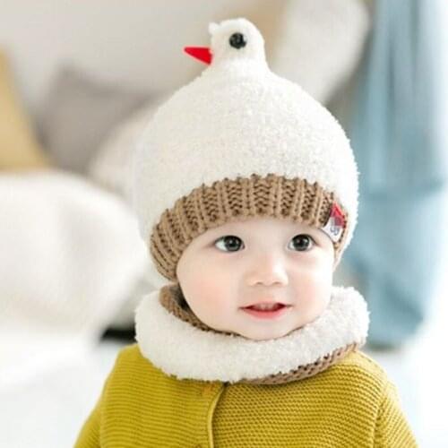 Kids Baby Girls Hat Scarf Sets Winter/autumn Infant Boys Warming Hats Children Cute Cartoon Wool Scarf Thicken Hats