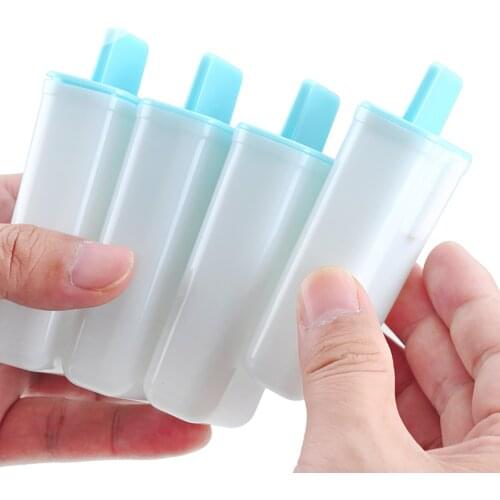 Home Kitchenware New Refrigerator Ice Cream Mold Plastic Biy Tool Silicone 4 Grid Ice Cream Model Popsicle Mold