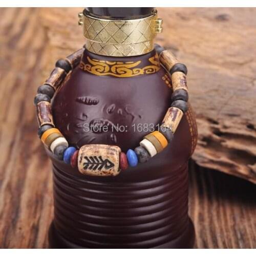 G164 B Handmade Craft Hemp Surfer Wristband Bracelet Bangle Ceramic Clay Beads Mens