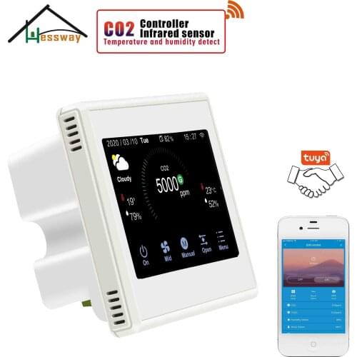 HESSWAY TUYA APP Color Touch Technology Ndir CO2 Sensor WIFI for Air Ventilation System