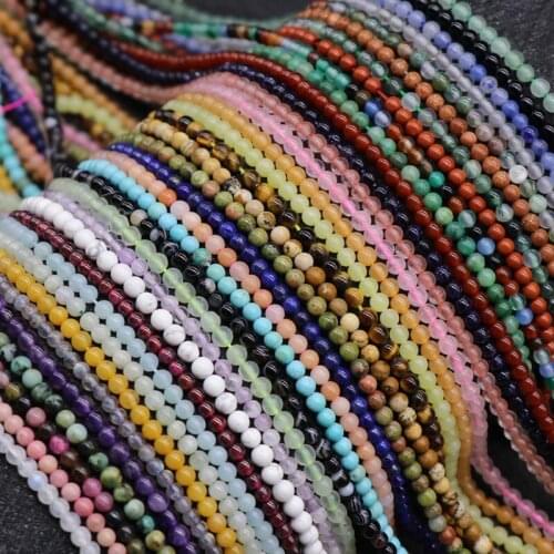 ICNWAY 2STRANDS Natural Crystal Jade Agate 3mm Round Bead Scattered Hairpin Step Material Diy Necklace Jewelry Accessories
