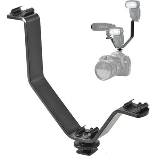Ightpro 12.5cm Triple Hot Shoe V Mount Bracket for LED Video Lights, Microphones or Monitors