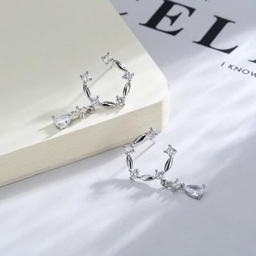 Water Droplets Stud Earrings Zircon For Women Sweet Tassels Fashion Korean Design New Trend Simple Charm Lady Jewelry BOYULIGE