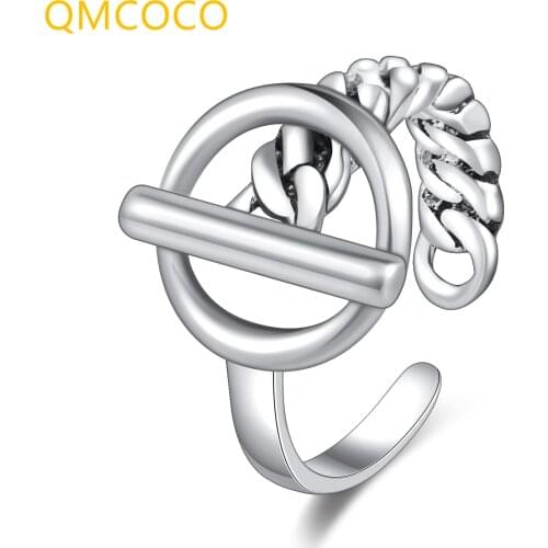 QMCOCO 925 Silver Ring Jewelry Personality Tide Opening Wide And Narrow Ring Style Fashion Popular Simple Smooth