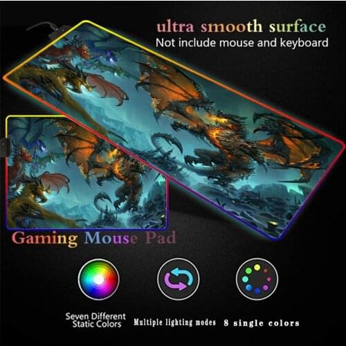 WOW Gaming RGB Computer Large Gaming Mouse Pad XXL30X80CM40X90CM Mouse Pad LED Gamer Mause Carpet Multi-size Desk Pad for CS LOL