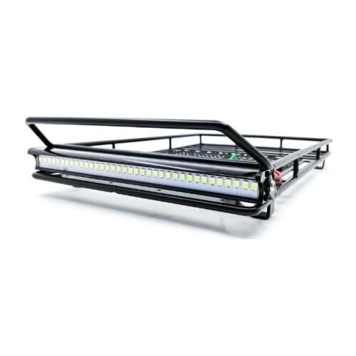 Metal Roof Rack Luggage Carrier with 36 LED Spotlight bar For 1/10 RC Car Trx4 RC4WD Cherokee Wrangler Axial Scx10